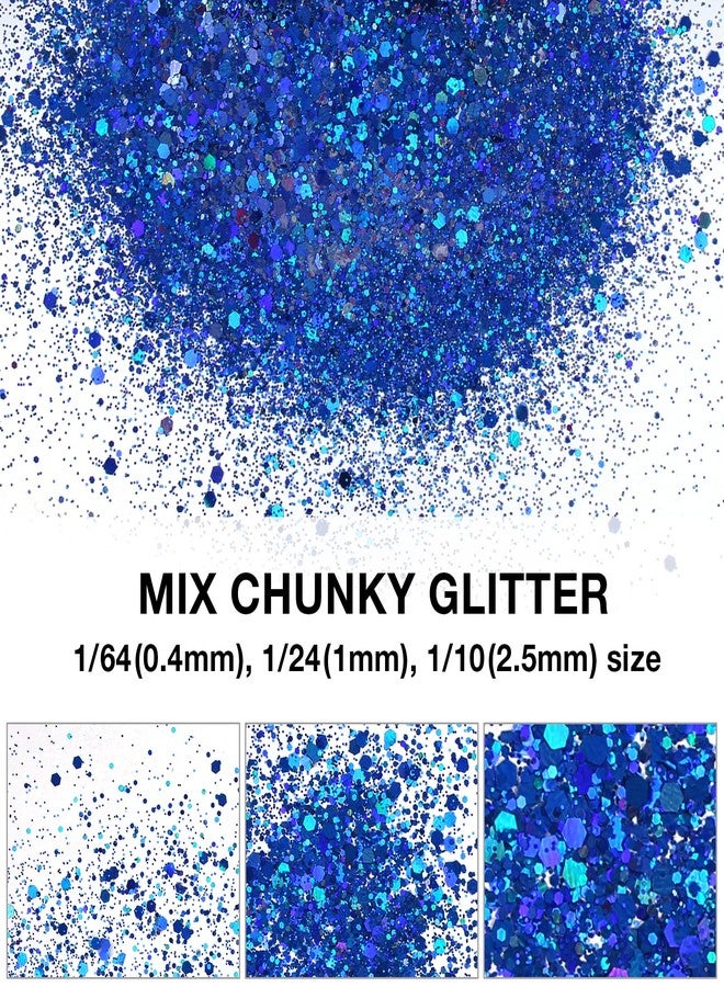 TORC 4 OZ Royal Blue Holographic Glitter 4 Ounce Mix Chunky Glitter Bulk for Resin Craft Cosmetic Art Festival Decoration - Image 3