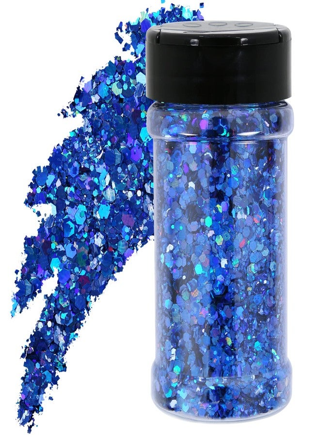 TORC 4 OZ Royal Blue Holographic Glitter 4 Ounce Mix Chunky Glitter Bulk for Resin Craft Cosmetic Art Festival Decoration - Image 1