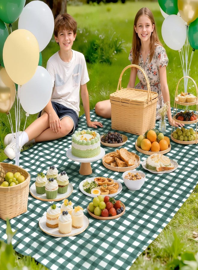 Just Shimmer 2 Pack Sage Green Striped Gingham Tablecloths, 54 x 108 Inch Disposable Plastic Rectangle Table Covers, Waterproof Checkered Sage Green Table Cloths for Picnic, Birthday, Party, Outdoor Events - Image 4
