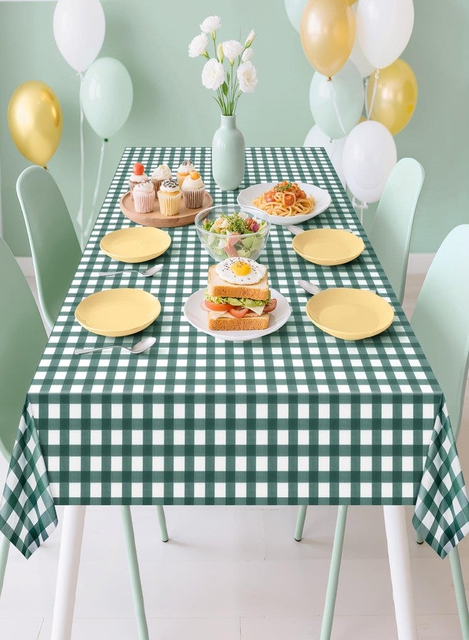 Just Shimmer 2 Pack Sage Green Striped Gingham Tablecloths, 54 x 108 Inch Disposable Plastic Rectangle Table Covers, Waterproof Checkered Sage Green Table Cloths for Picnic, Birthday, Party, Outdoor Events - Image 5