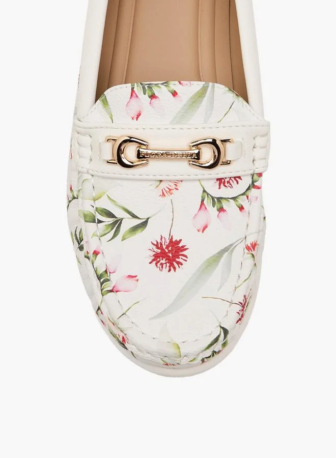 Flora Bella By Shoexpress WHITE Women Floral Print Wedge Heel Loafers for Women | Best Price UAE