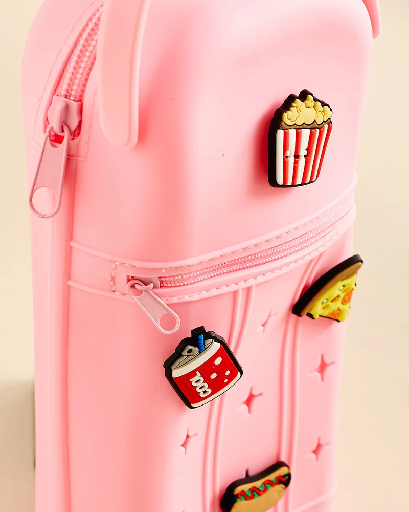 Redtag Pink Silicone Pencil Case with PVC Charms
