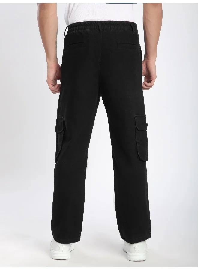 Beyoung Black Patch Pocket Cargo Pants