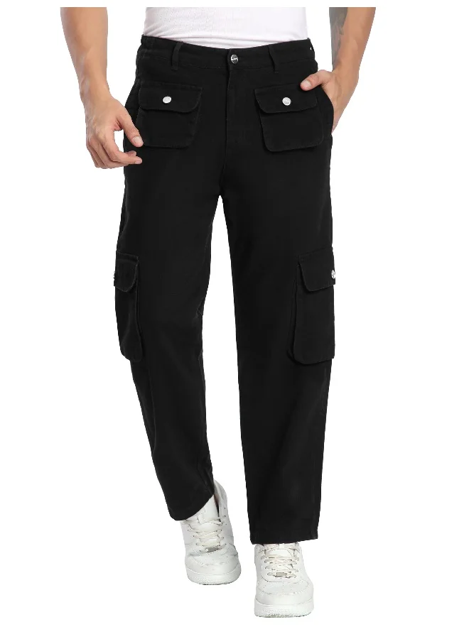 Beyoung Black Patch Pocket Cargo Pants