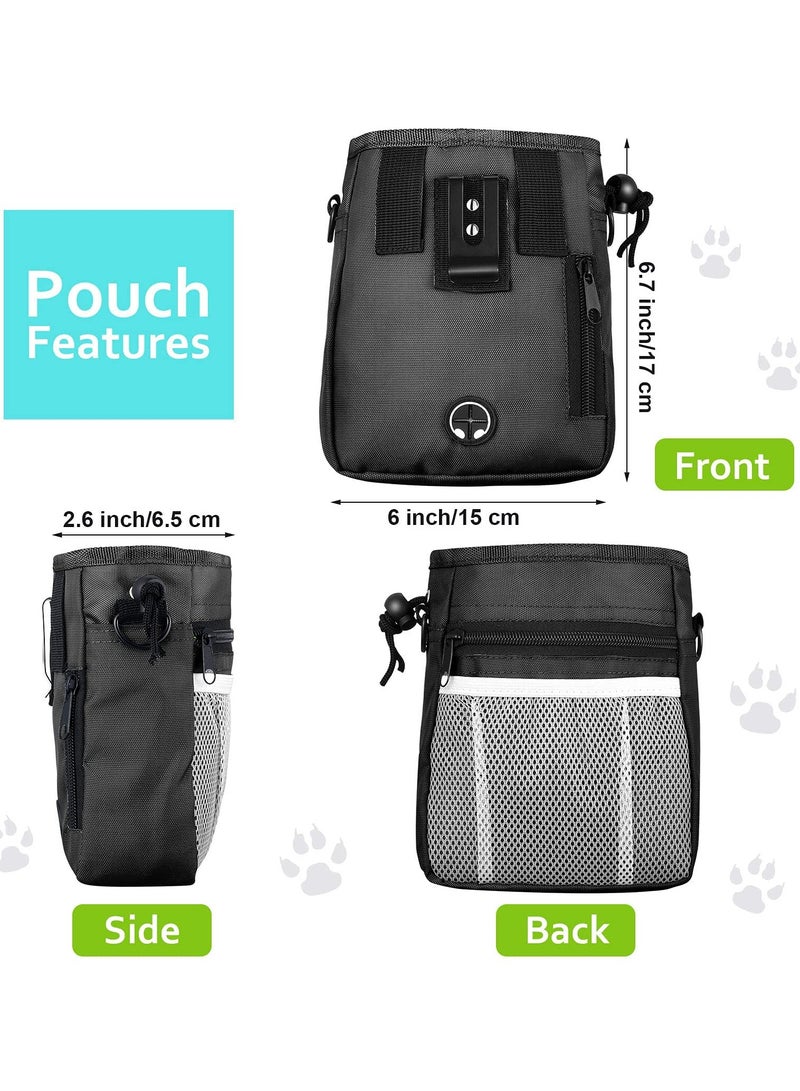 KASTWAVE Dog Clicker Training Kit, 1 Dog Treat Training Pouch, and 2 Pieces Pet Training Clicker with Wrist Strap, Built-in Poop Bag Dispenser Easily Carrying Pet Toys Treats (Black, Solid Pattern) - Image 4