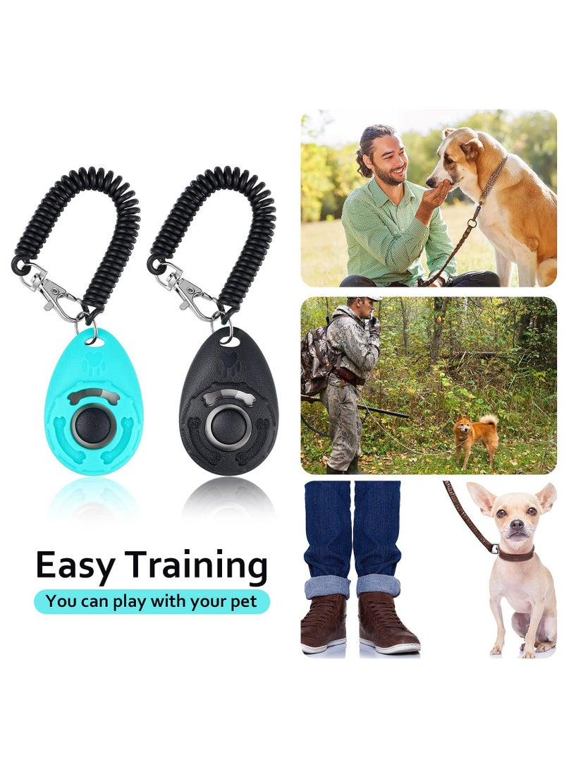 KASTWAVE Dog Clicker Training Kit, 1 Dog Treat Training Pouch, and 2 Pieces Pet Training Clicker with Wrist Strap, Built-in Poop Bag Dispenser Easily Carrying Pet Toys Treats (Black, Solid Pattern) - Image 2