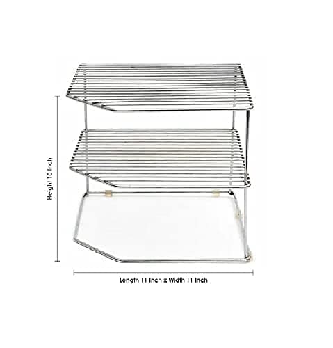 CR18 COLLECTION Multipurpose Stainless Steel 3-Tier Storage Rack for Corners, Multipurpose Stainless Steel Kitchen Plate Dish Corner Shelf Rack Stand Holder(Corner Stand) - Image 2