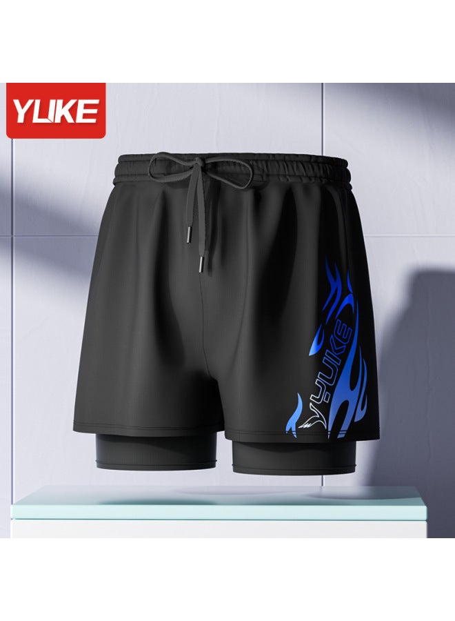 Swimming Trunks Adult New Professional Quick-drying Two-layer Loose Plus Size Double-layer Anti-embarrassment Swimming Trunks Suit