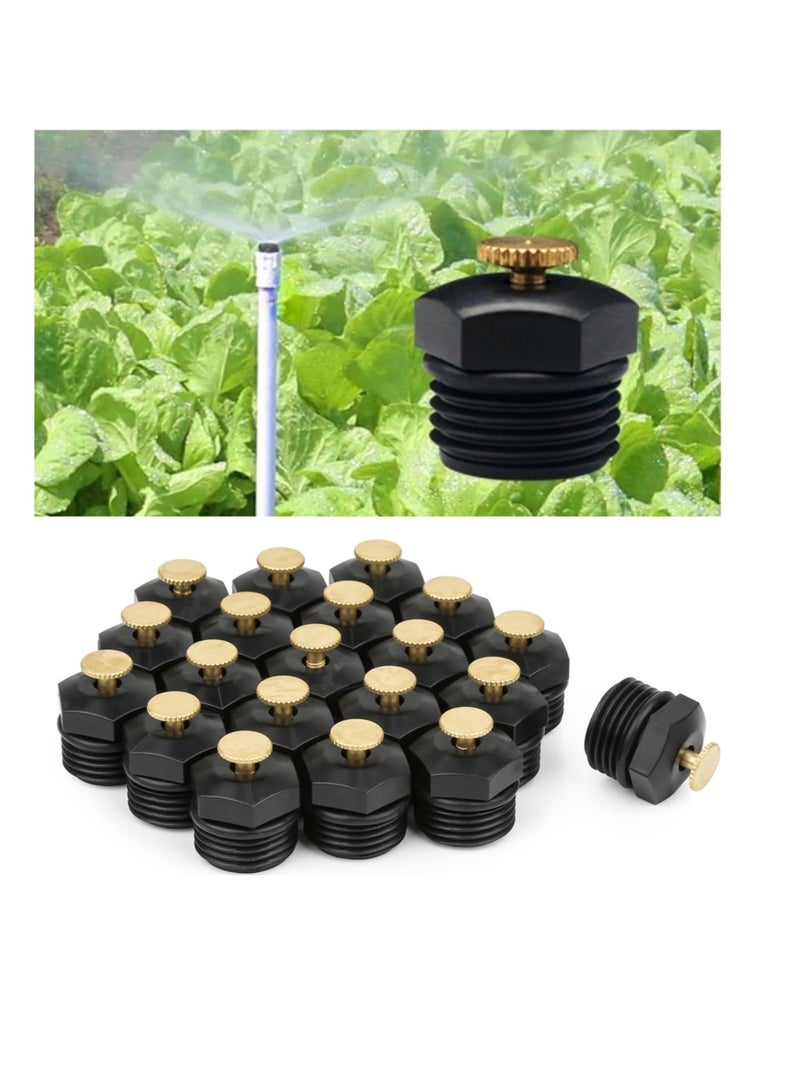 Excefore Garden Irrigation 1/2" Misting Nozzles, 20 Pcs Adjustable Garden Lawn Water Spray Misting Nozzle, 360° Misting Sprinkler Heads Mister Nozzle Micro Spray Emitter, for Garden lawn Irrigation System - Image 1
