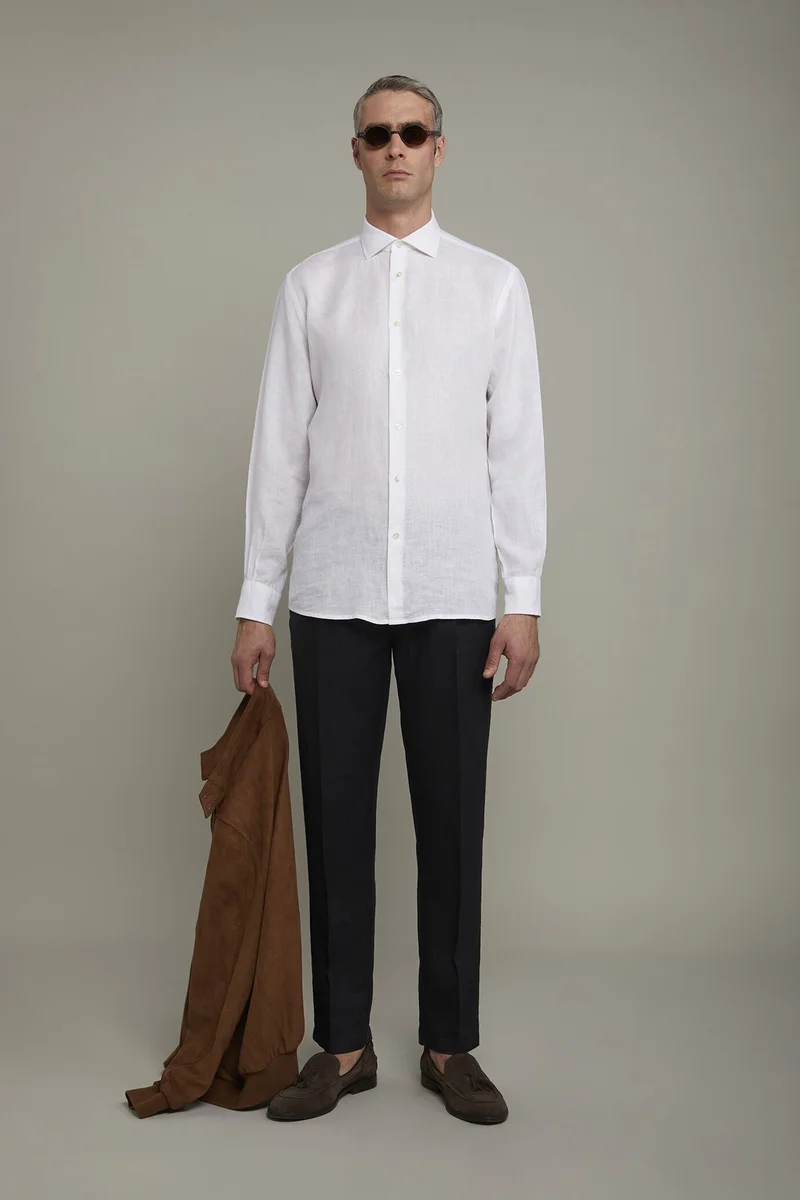Men's casual shirt classic collar 100% - White