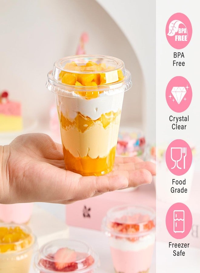 Qeirudu 50 Pack 9 Oz Plastic Dessert Cups with Lids, Small Clear Parfait Cups Mini Plastic Cups with Lids for Cakes, Puddings, Fruits, Ice Creams, Dessert Shot Glasses - Image 3