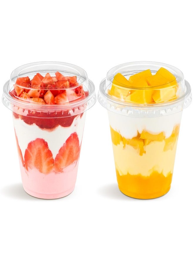 Qeirudu 50 Pack 9 Oz Plastic Dessert Cups with Lids, Small Clear Parfait Cups Mini Plastic Cups with Lids for Cakes, Puddings, Fruits, Ice Creams, Dessert Shot Glasses - Image 1