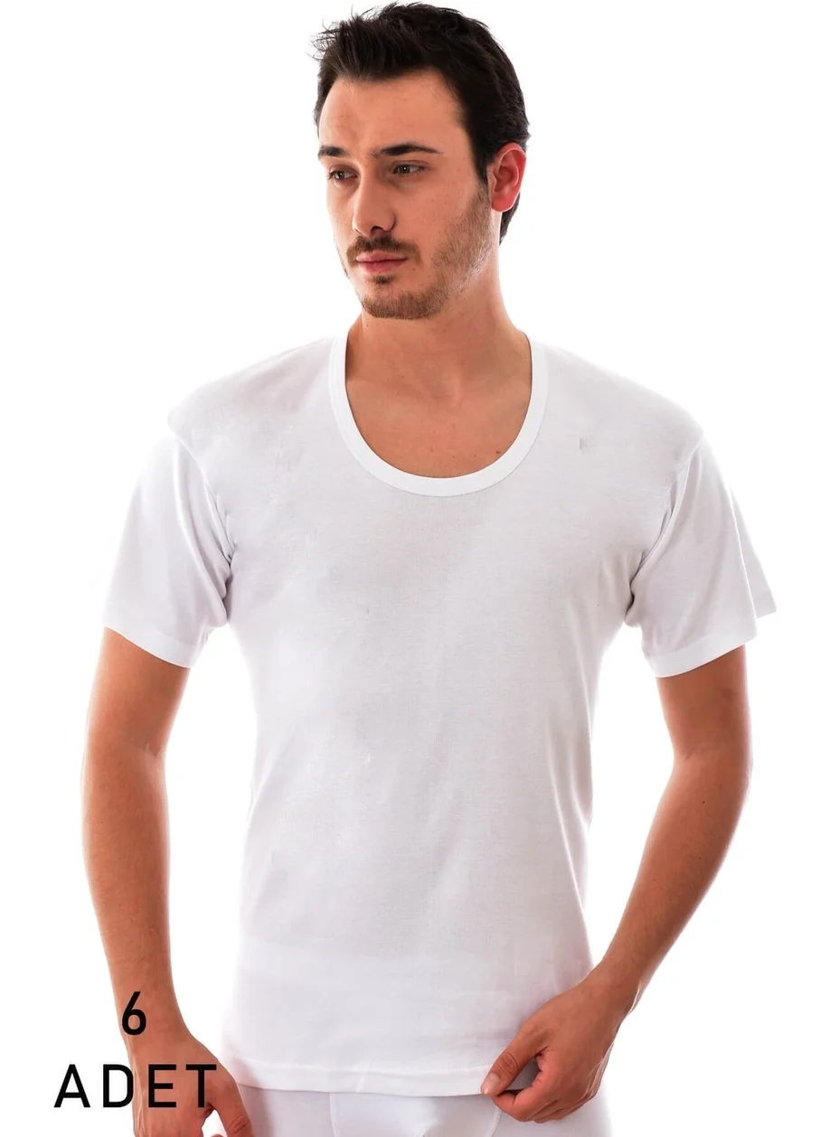 Tutku Passion 6 Pieces Passion 0104 White Half Sleeve Rib Flannel