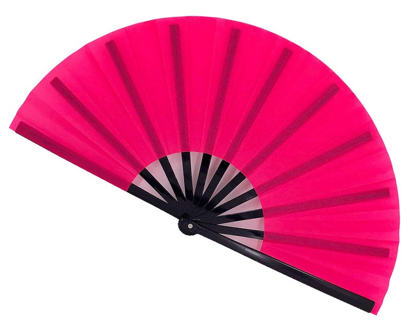 STHUAHE Large Folding Fans Rave Hand Clap Fan Popping Fan for Line Dancing, Big Foldable Clacking Fans for Boots On The Ground Dance Festival, Dancing, Performance (Rose Red) - Image 1