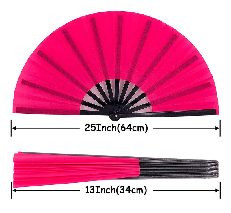 STHUAHE Large Folding Fans Rave Hand Clap Fan Popping Fan for Line Dancing, Big Foldable Clacking Fans for Boots On The Ground Dance Festival, Dancing, Performance (Rose Red) - Image 3