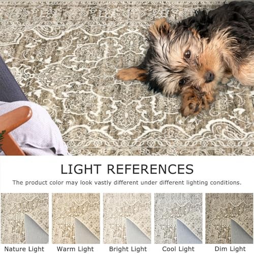 KUTA Runners for Hallways 2x6 Beige Brown, Vintage Floral Kitchen Rugs Non-Slip Washable Runner Ultra Soft Printed Retro Distressed Entryway Carpet for Bedroom Laundry Nursery - Image 4