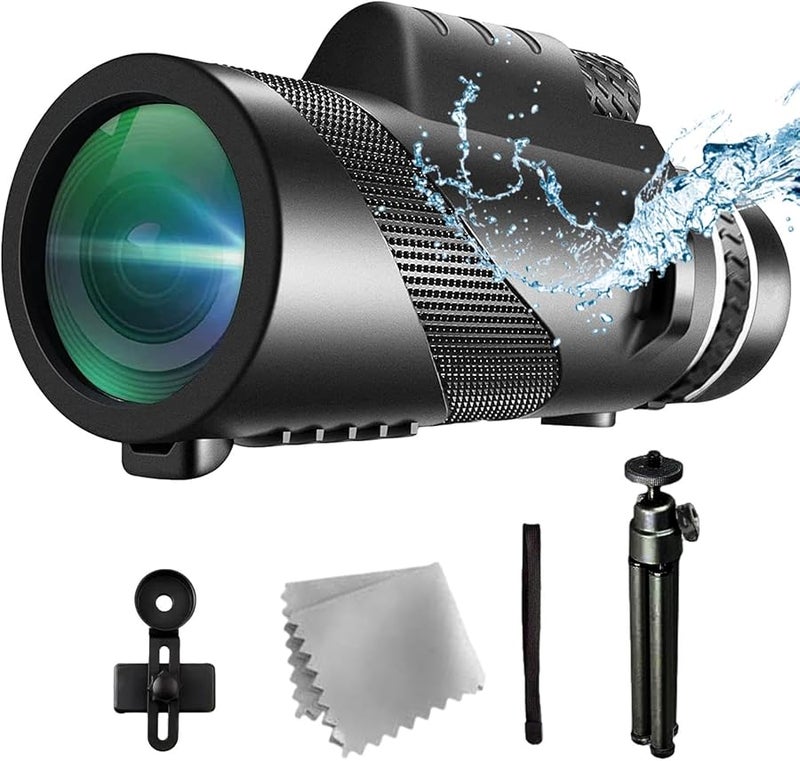 Black High Power 80X100 Outdoor Monocular Telescope For Bird Watching With Smartphone Adapter - Image 3