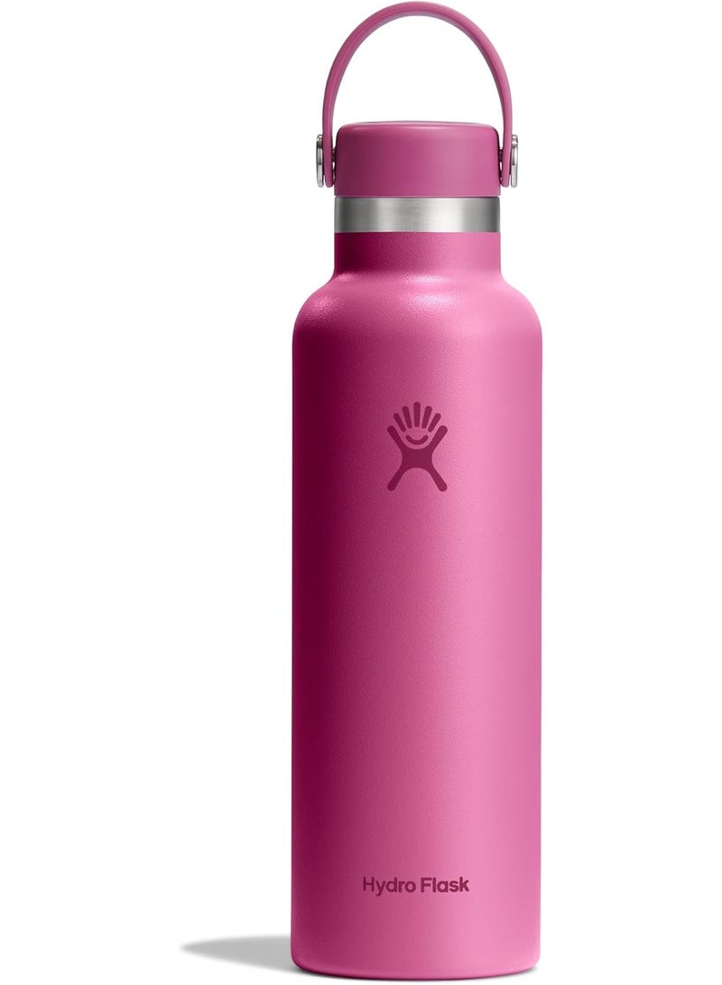 Hydro Flask زجاجة ماء هايدرو فلاسک ترافلر - 620 مل مع مقبض وقشة قابلة للطي - فولاذ مقاوم للصدأ معزول - وردي - Image 1