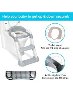 Gonice Kids Potty Training Seat with Steps,Adjustable Toddlers Potty Toilet Trainer,Toilet Ladder Seat, Folding Children's Toilet Training with Steps Non Slip & Space Efficient for Boys Girls，Grey  - Image 5