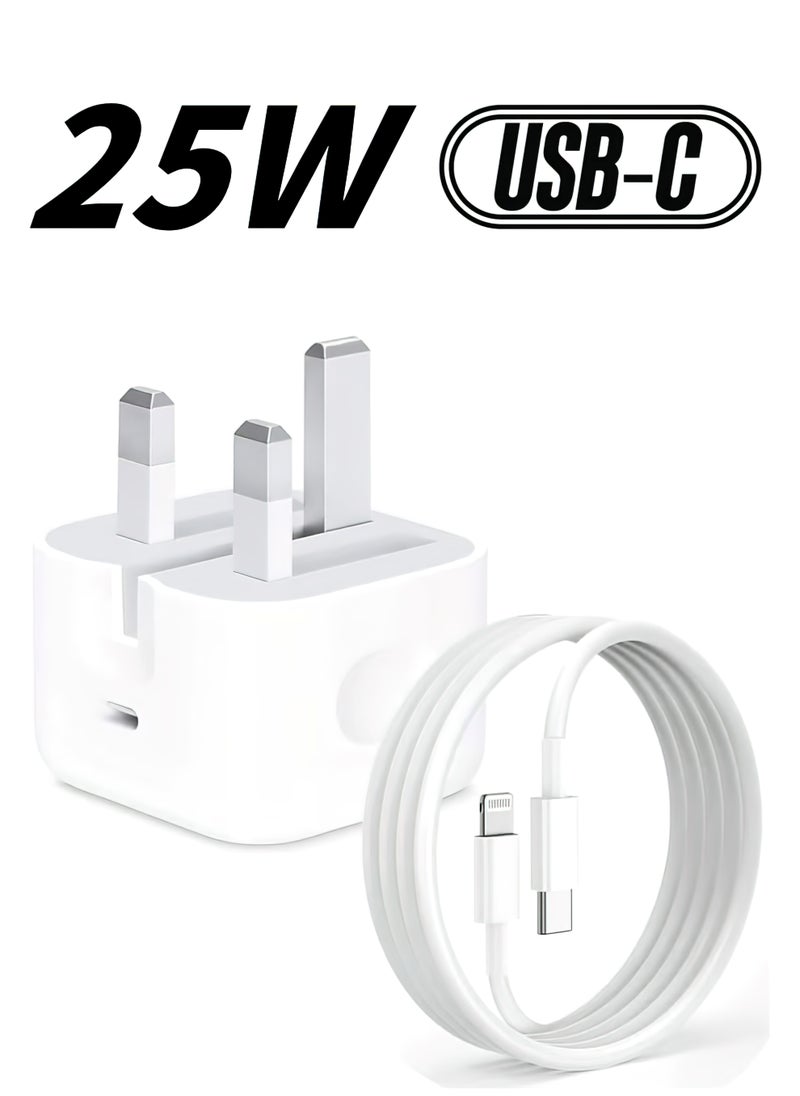 Generic iPhone 25W Fast Charger | USB C Wall Fast Charger with USB C to Lightning Cable Compatible with iPhone 14/14 Pro/14 Pro Max/13/12/SE2020/11/XR/XS Max/X/iPad  - Image 1