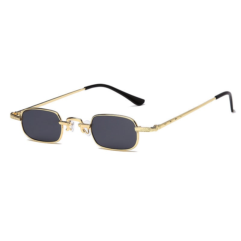 Generic Retro Narrow Frame Sunglasses Unisex Gold-framed tea 