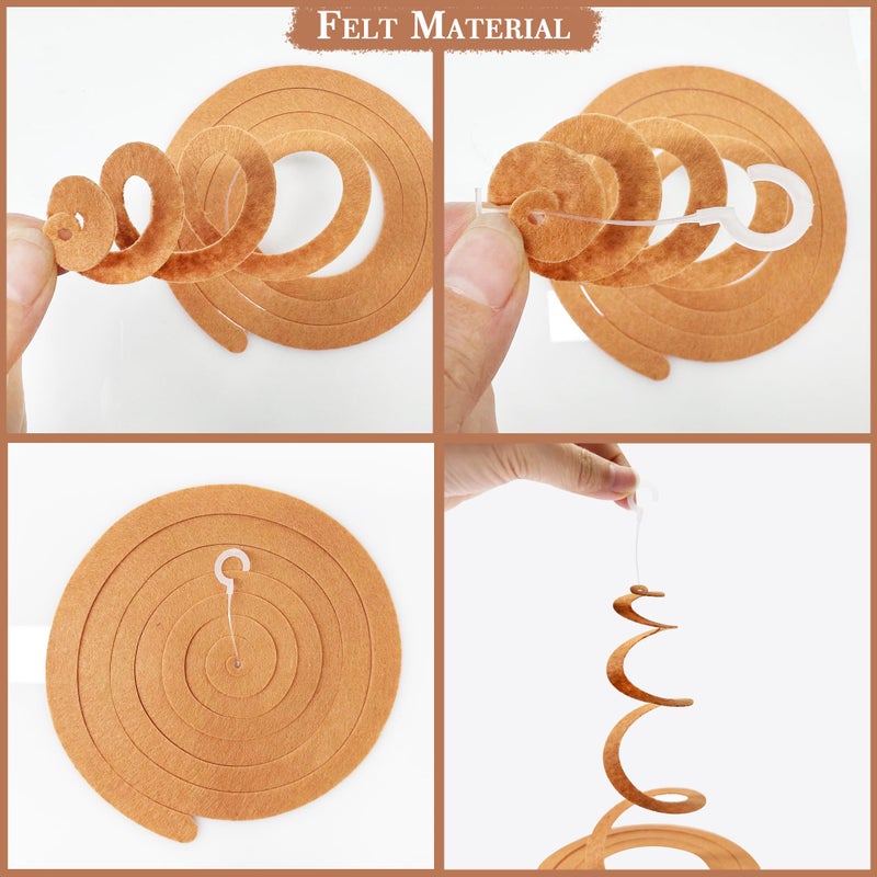 pinkblume 36 Pcs Brown Hanging Swirl Decorations Ombre Cream Tan Brown Felt Swirl Streamer Spiral Ceiling Garland for Boho Neutral Safari Woodland Rustic Cowboy Western Teddy Bear Birthday Baby Shower Wedding - Image 3