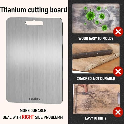 finality stainless steel chopping board large - durable steel chopping board for kitchen, perfect vegetable chopper for kitchen essentials | cutting board steel (2, STEEL CHOPPING BOARD + PEG MEASURE) - Image 2