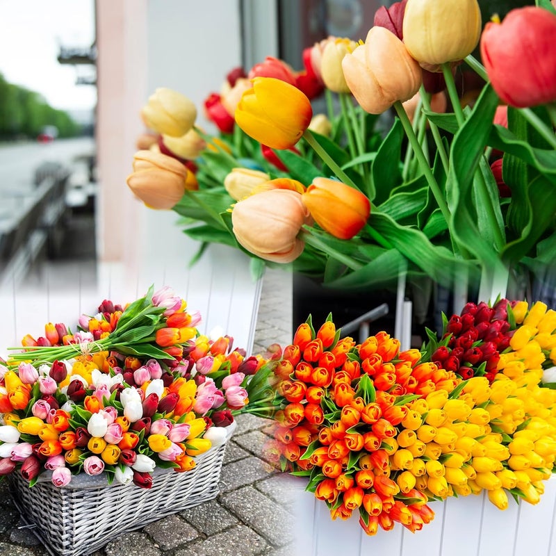 Sggvecsy 15 Pcs Fake Tulips Artificial Flowers Real Touch PU Faux Flowers Tulip Stems for Wedding Spring Bouquet Floral Arrangement Home Party Office Decorations for Mothers Day Multi Colors - Image 5