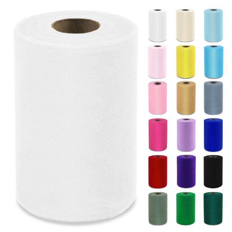 Grainear White Tulle Fabric Roll 6 Inch X 100 Yards (300ft) Mesh Tulle Ribbon for Gift Wrapping, Tutus, Wedding, Party Decorations, DIY Crafts - Image 1