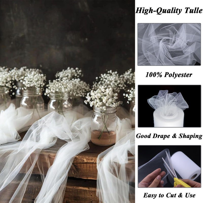 Grainear White Tulle Fabric Roll 6 Inch X 100 Yards (300ft) Mesh Tulle Ribbon for Gift Wrapping, Tutus, Wedding, Party Decorations, DIY Crafts - Image 4