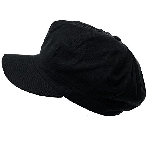 SK Hat shop Summer 100% Cotton Plain Blank 8 Panel Newsboy Gatsby Apple Cabbie Cap Hat Black - Image 1