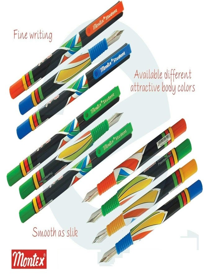 Montex Student Fountain Pen (Pack Of 10) With (Free Ink Cartidge Inside Each Pen) By Dtl Company,Blue - Image 2