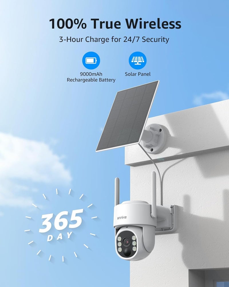 ANNKE Solar Camera Outdoor Security Wireless, 2.5K Dome Camera for Home Security, 360°Viewing, Solar Powered, Two-Way Audio, Smart PIR Motion Detection, Color Night Vision, SD/Cloud Storage, 2.4&5GHz - Image 2