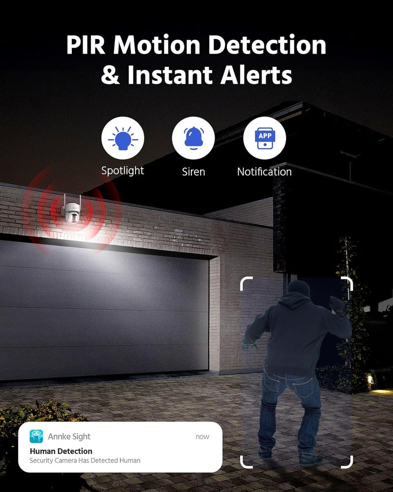 ANNKE Solar Camera Outdoor Security Wireless, 2.5K Dome Camera for Home Security, 360°Viewing, Solar Powered, Two-Way Audio, Smart PIR Motion Detection, Color Night Vision, SD/Cloud Storage, 2.4&5GHz - Image 4