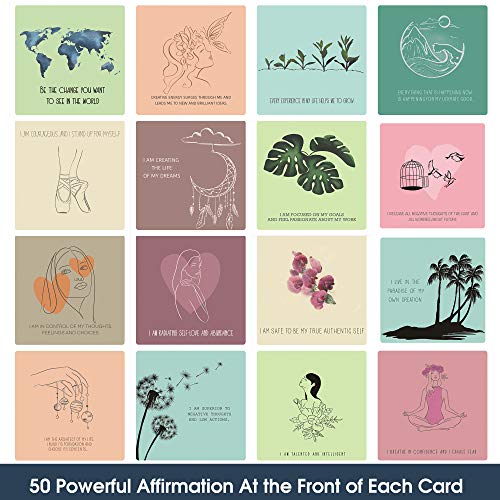 BRYTEFY 50 Affirmation Card for Women With 100 positive affirmation quotes, daily affirmation cards set. Self Care and Meditation Gift For Women. Empowering, Inspirational Affirmation for Stress Relief - Image 3