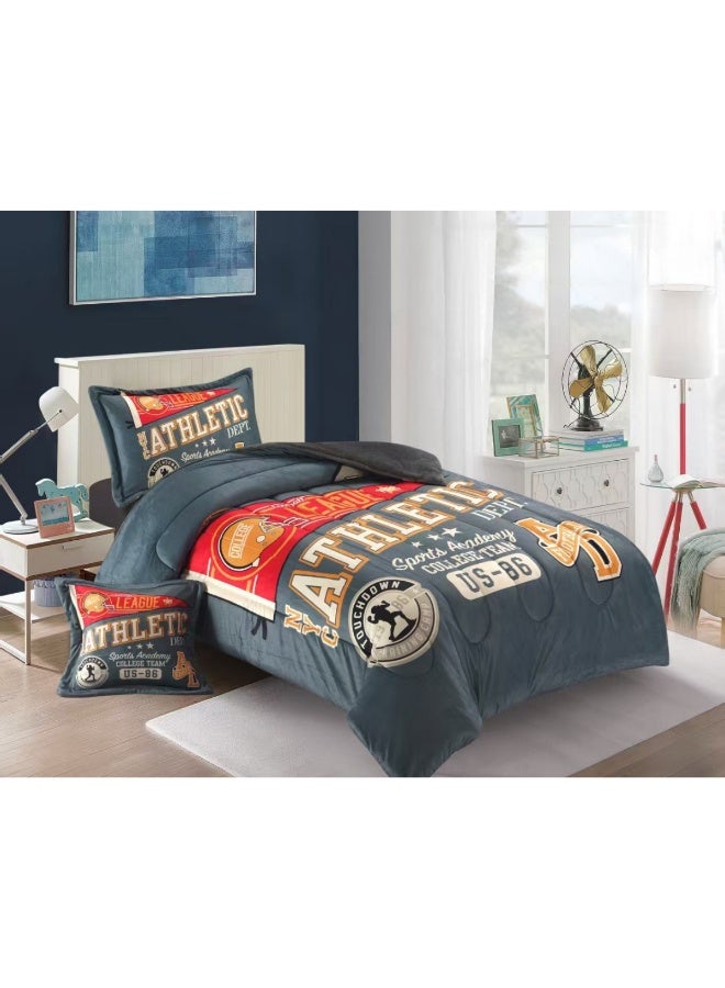 سمارت هوم مفرش سرير بتصميم عصري 4 قطع (مفرش بحشوة مقاس 170×230 سم + واقي مرتبة مقاس 120×200+30 سم + كيس مخدة + غطاء وسادة مربعة) – طقم مفارش سرير شبابية فاخرة لغرف النوم والطلاب والمراهقين - Image 1