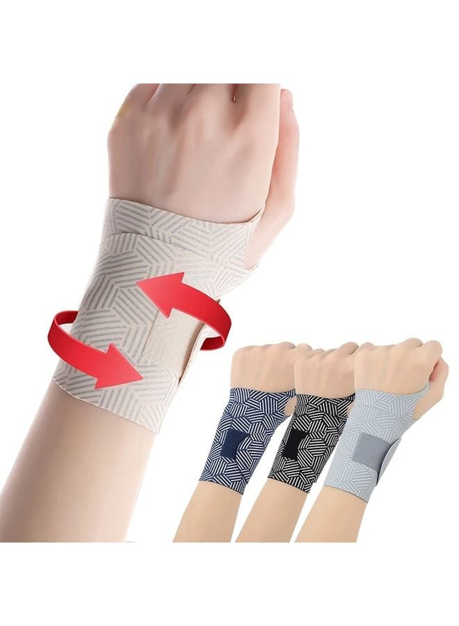 Hexagon Dark Blue Ultra Thin Wrist Compression Band Adjustable Brace for Sports - Image 2