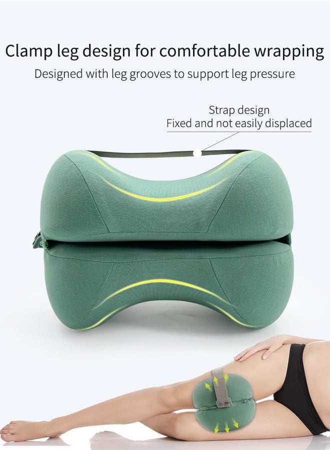 2-in-1 Knee & Ankle Elevation Pillow with Adjustable Strap - Foldable Memory Foam Leg Positioner for Side Sleepers, Bed & Couch, Washable Cover - Image 3