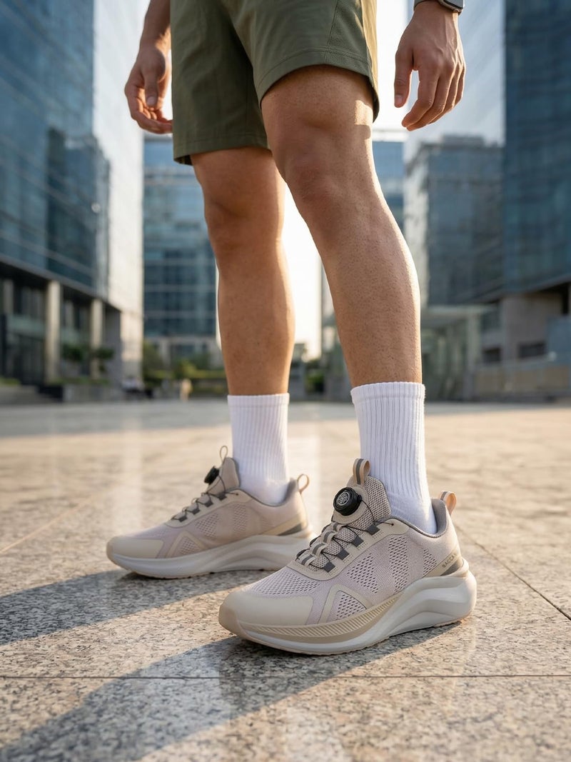 Bacca Bucci ION Glide – Advanced Performance Sports Shoes with Rotary Lacing & Ultra-Comfort Insocks Beige UK 8 - Image 3