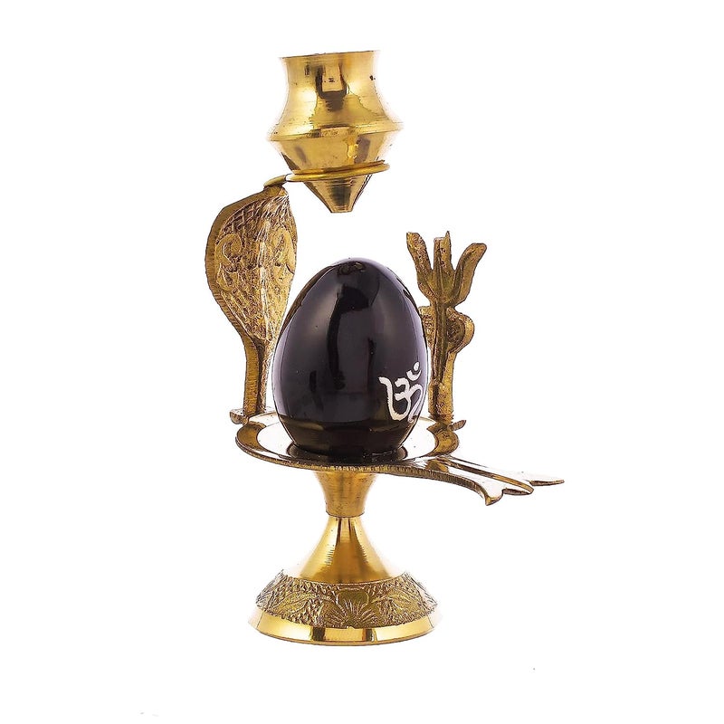 ascension Brass Shiva Linga Lingam Abhishek Patra with Trishul and Nag for Home Pooja Items Shivling Showpiece Gift Decoration Statue Idol Puja Golden - Image 4