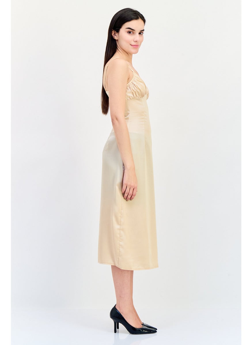 PUBLIC DESIRE Women Plain Midi Dress, Gold  - Image 2