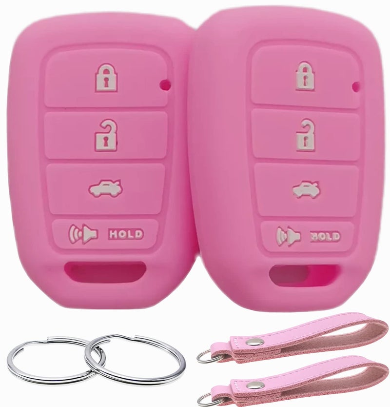 REPROTECTING Silicone Rubber Key Fob Cover Compatible with Honda Accord CR-V Civic Crosstour Fit HR-V Pink/Pink ã€Š Only Fit Straight Key fobã€‹ - Image 1