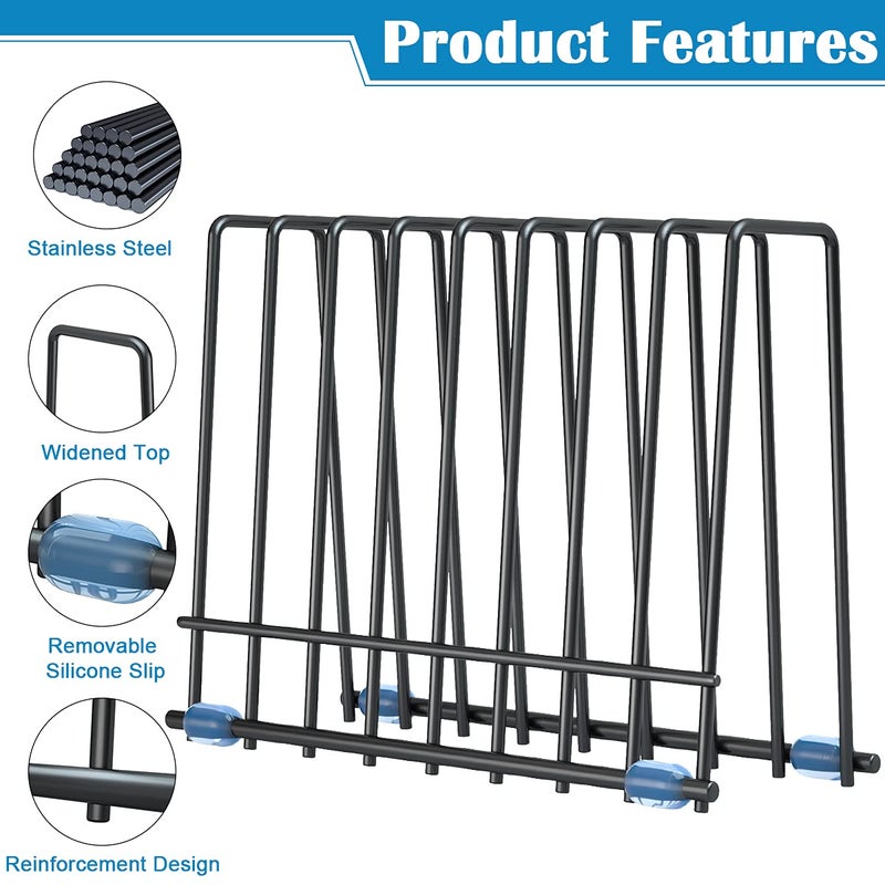 IDEATECH Reusable Storage Bags Rack, Stainless Stand for Reusable Storage Bags, Drying Rack Holder for Reusable Bags, Books, Makeup Brush (Black) - Image 2