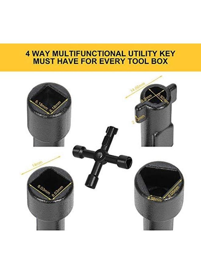 Water Meter Key 12 Inch Contractor Grade Enforced Steel T Handle Curb Valve Key Wrench Tool For Curb Main Water Shutoff Valve Comes With 4 Way Multi Functional Utility Key