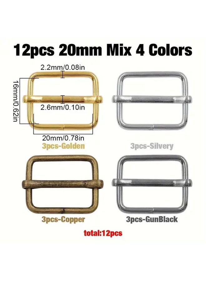 12pcs 20mm Metal Pull Core Buckle Mix 4 Colors - Image 1