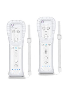 Wii/Wii U Controller 2-Pack, Replacement Wii Remote with Silicone Case and Wrist Strap, Compatible with Wii and Wii U, White (2 Pieces)