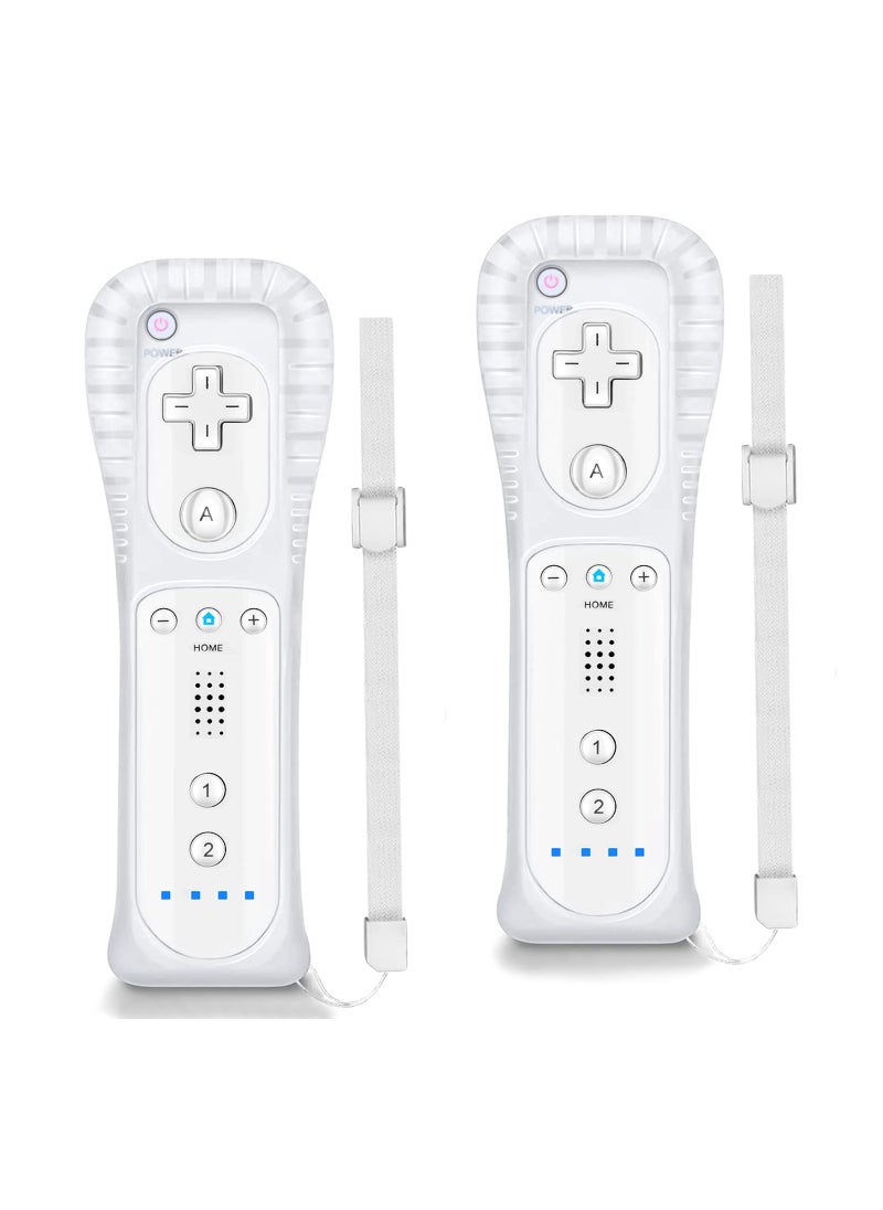 Generic - Wii/Wii U Controller 2-Pack, Replacement Wii Remote with Silicone Case and Wrist Strap, Compatible with Wii and Wii U, White (2 Pieces) - Image 1