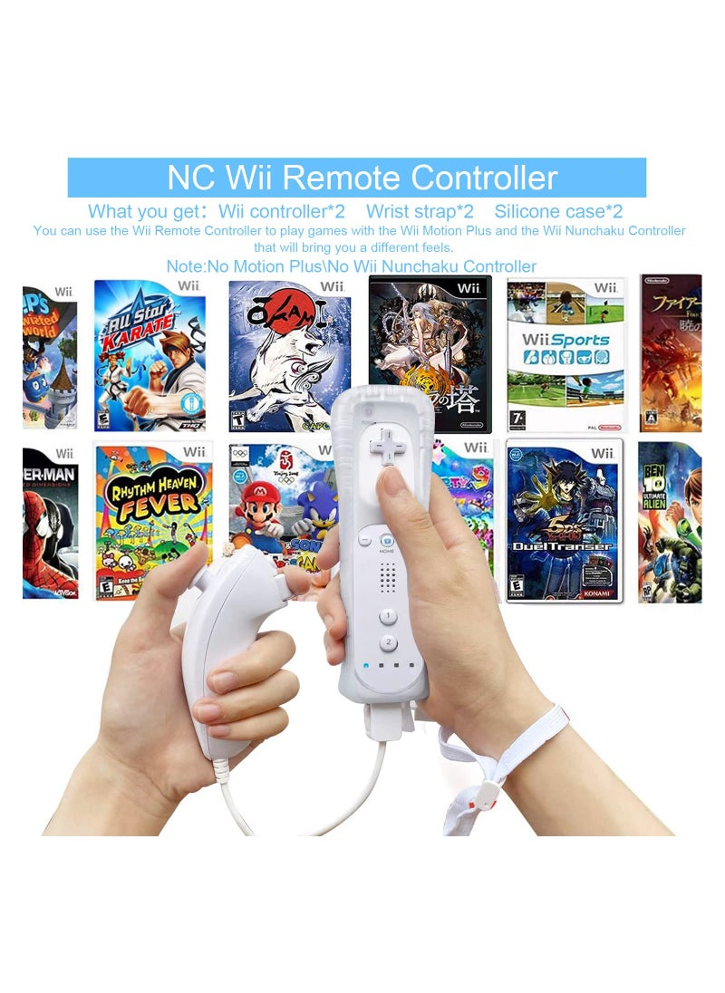 Generic - Wii/Wii U Controller 2-Pack, Replacement Wii Remote with Silicone Case and Wrist Strap, Compatible with Wii and Wii U, White (2 Pieces) - Image 1