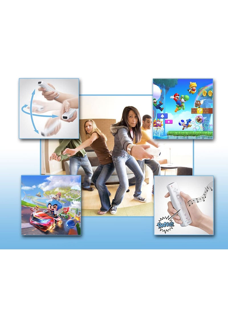 Generic - Wii/Wii U Controller 2-Pack, Replacement Wii Remote with Silicone Case and Wrist Strap, Compatible with Wii and Wii U, White (2 Pieces) - Image 1