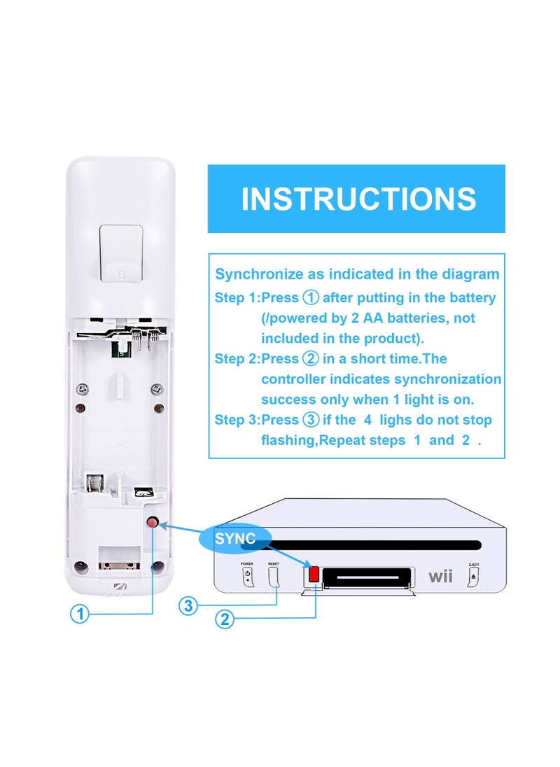 Generic - Wii/Wii U Controller 2-Pack, Replacement Wii Remote with Silicone Case and Wrist Strap, Compatible with Wii and Wii U, White (2 Pieces) - Image 1